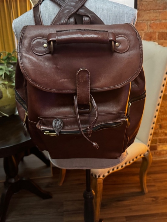 Frye Brown Leather Backpack multi zipper pocket Vintage Style main image 4